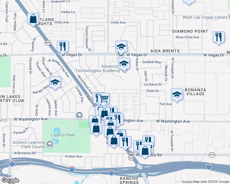 map of restaurants, bars, coffee shops, grocery stores, and more near 2636 Wooly Rose Avenue in Las Vegas