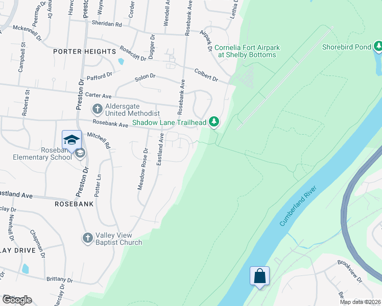 map of restaurants, bars, coffee shops, grocery stores, and more near 2622 Tiffany Drive in Nashville