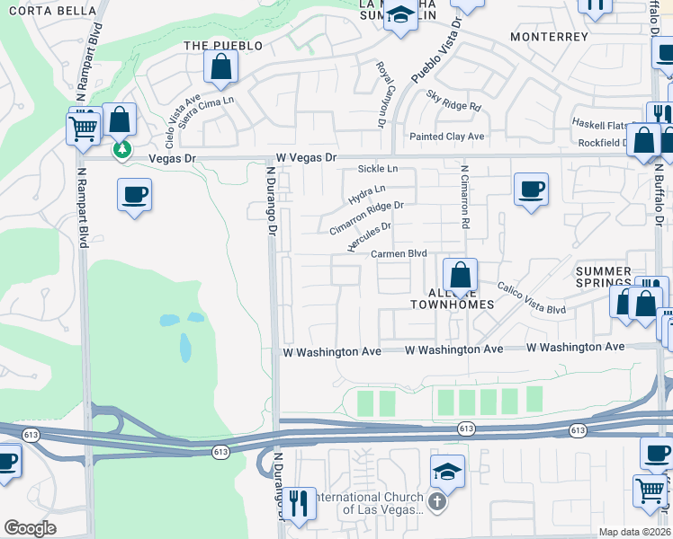 map of restaurants, bars, coffee shops, grocery stores, and more near 1216 Gallery Shores Drive in Las Vegas