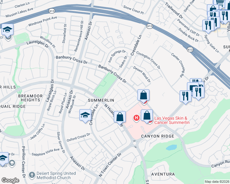 map of restaurants, bars, coffee shops, grocery stores, and more near 1036 Novara Lane in Las Vegas