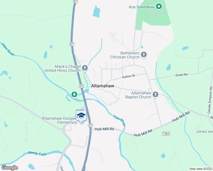 map of restaurants, bars, coffee shops, grocery stores, and more near State Rd 1002 & State Rd 1567 in Elon