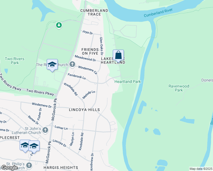 map of restaurants, bars, coffee shops, grocery stores, and more near 3011 Fernbrook Lane in Nashville