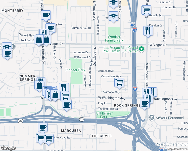 map of restaurants, bars, coffee shops, grocery stores, and more near 7301 Casa Solar Court in Las Vegas