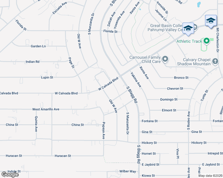 map of restaurants, bars, coffee shops, grocery stores, and more near 221 West Calvada Boulevard in Pahrump