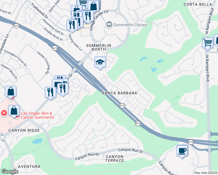 map of restaurants, bars, coffee shops, grocery stores, and more near 1208 Hope Ranch Lane in Las Vegas