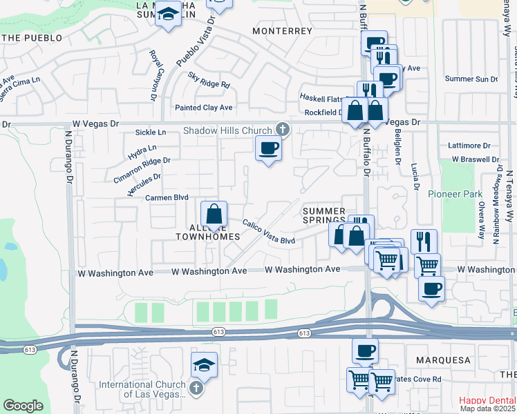map of restaurants, bars, coffee shops, grocery stores, and more near 7929 Diamond Rock Way in Las Vegas