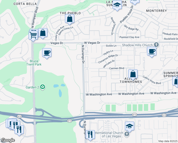 map of restaurants, bars, coffee shops, grocery stores, and more near 1233 Nevada Sky Street in Las Vegas
