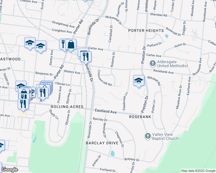 map of restaurants, bars, coffee shops, grocery stores, and more near 906 Crescent Hill Road in Nashville