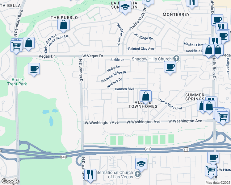map of restaurants, bars, coffee shops, grocery stores, and more near 1217 Sloop Drive in Las Vegas
