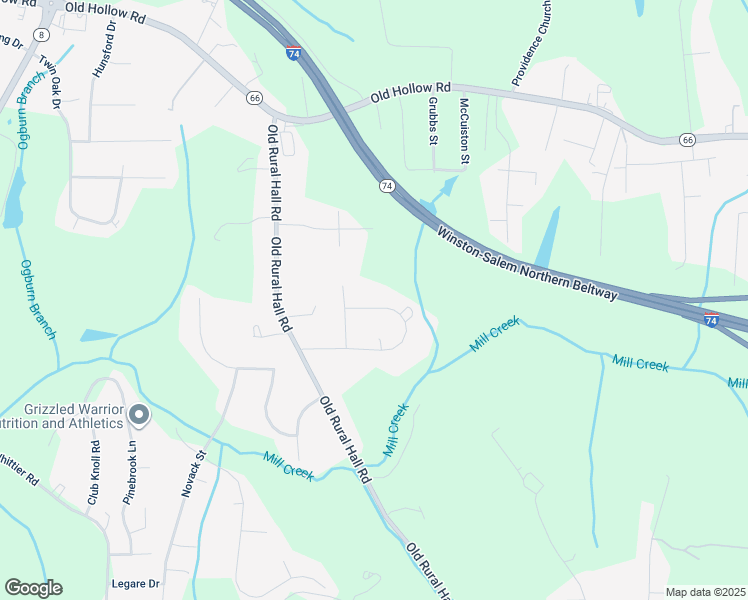map of restaurants, bars, coffee shops, grocery stores, and more near 261 Karen Circle in Winston-Salem