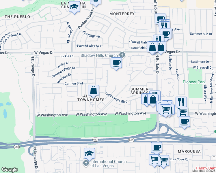 map of restaurants, bars, coffee shops, grocery stores, and more near 7933 Diamond Rock Way in Las Vegas