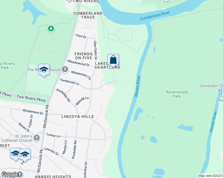 map of restaurants, bars, coffee shops, grocery stores, and more near 3025 Fernbrook Lane in Nashville