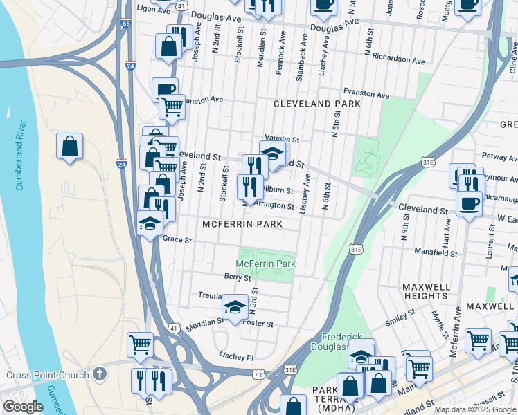 map of restaurants, bars, coffee shops, grocery stores, and more near 310 Arrington Street in Nashville