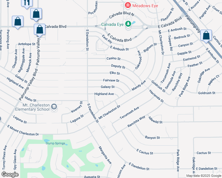 map of restaurants, bars, coffee shops, grocery stores, and more near 1981 Galaxy Street in Pahrump