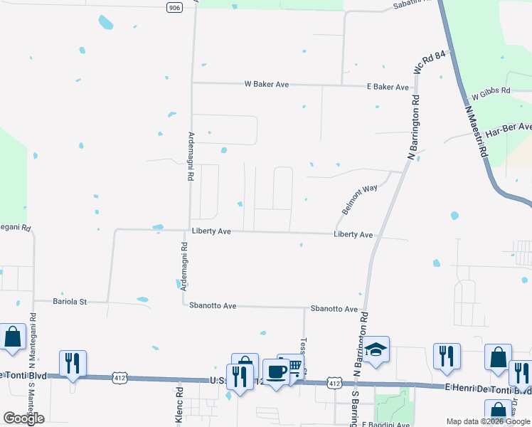 map of restaurants, bars, coffee shops, grocery stores, and more near 669 Via Linosa Ave. in Springdale