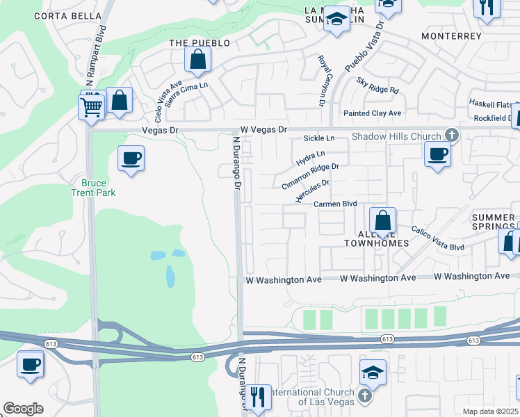 map of restaurants, bars, coffee shops, grocery stores, and more near 8316 Maplestar Road in Las Vegas