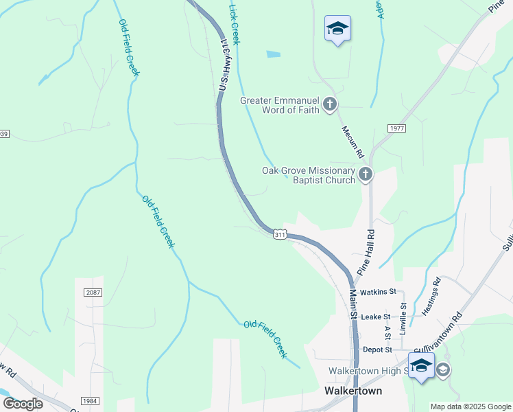 map of restaurants, bars, coffee shops, grocery stores, and more near 5671 Walnut Cove Road in Walkertown