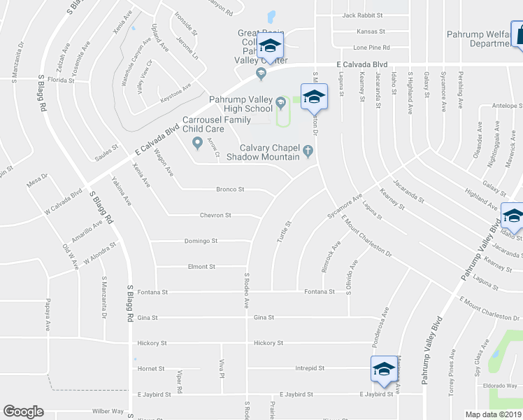 map of restaurants, bars, coffee shops, grocery stores, and more near 440 Chevron Street in Pahrump