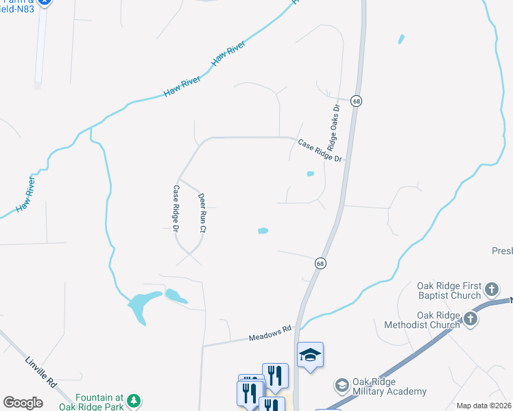 map of restaurants, bars, coffee shops, grocery stores, and more near 1821 Highway 68 in Oak Ridge