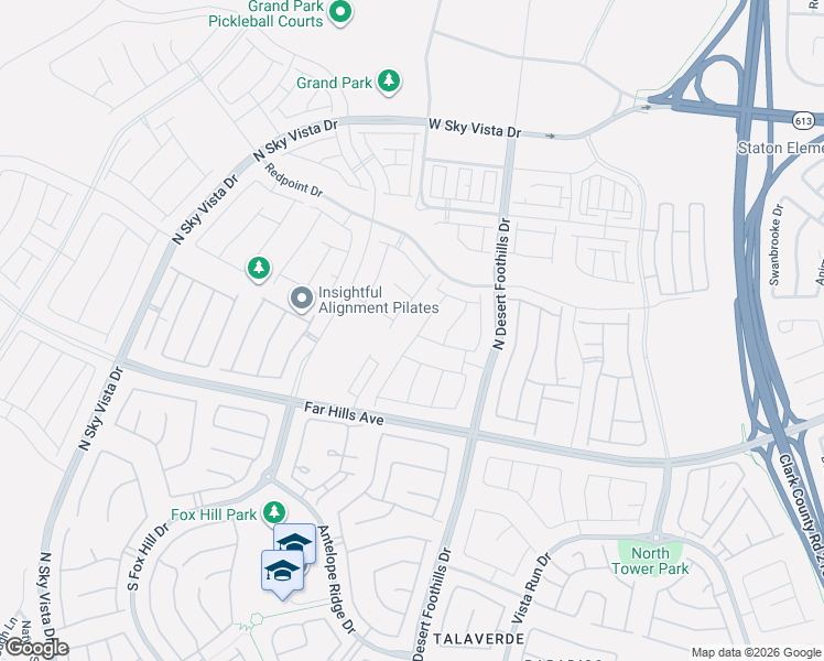 map of restaurants, bars, coffee shops, grocery stores, and more near 12350 Far Hills Avenue in Las Vegas
