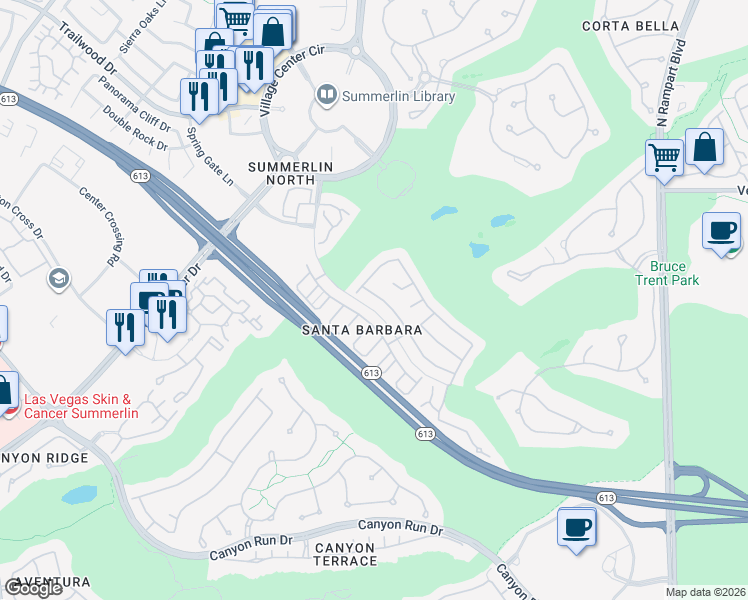 map of restaurants, bars, coffee shops, grocery stores, and more near 9356 Canalino Drive in Las Vegas