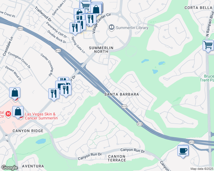 map of restaurants, bars, coffee shops, grocery stores, and more near 1200 Valerio in Las Vegas