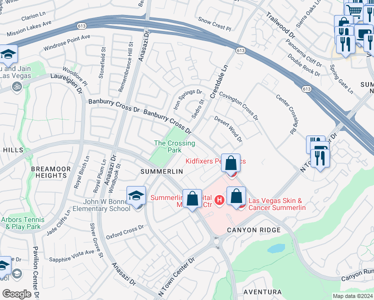 map of restaurants, bars, coffee shops, grocery stores, and more near 10341 Pompei Place in Las Vegas