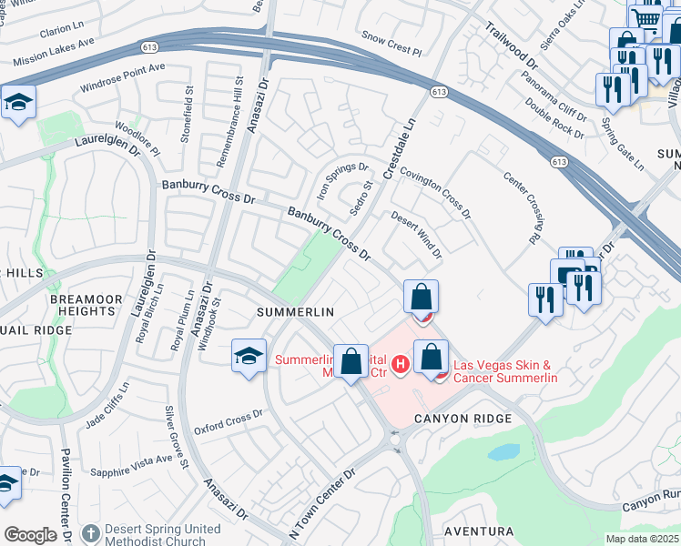map of restaurants, bars, coffee shops, grocery stores, and more near 10341 Pompei Place in Las Vegas
