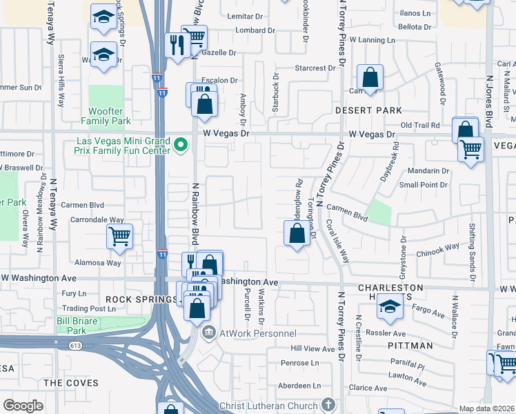 map of restaurants, bars, coffee shops, grocery stores, and more near 1224 Strike Jumper Court in Las Vegas