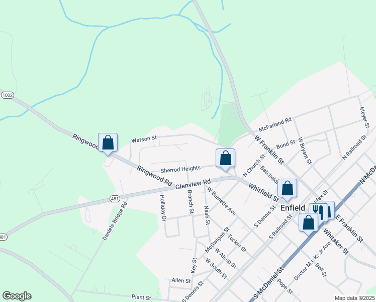 map of restaurants, bars, coffee shops, grocery stores, and more near 699 Branch Street in Enfield