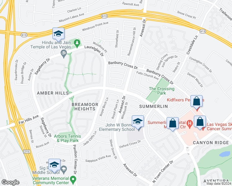 map of restaurants, bars, coffee shops, grocery stores, and more near 10612 Olivebranch Avenue in Las Vegas