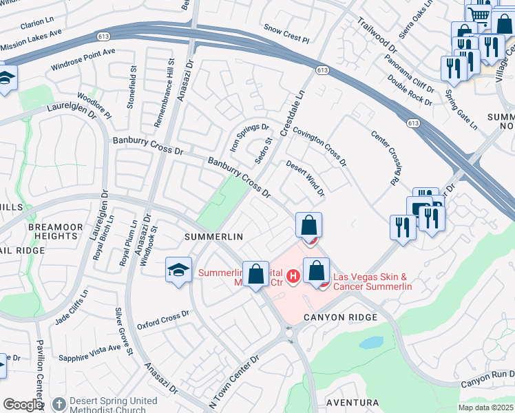 map of restaurants, bars, coffee shops, grocery stores, and more near 10332 Pompei Place in Las Vegas