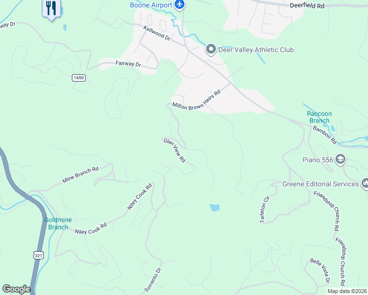 map of restaurants, bars, coffee shops, grocery stores, and more near 704 Milton Brown Heirs Road in Boone