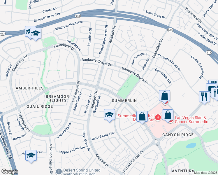 map of restaurants, bars, coffee shops, grocery stores, and more near 10501 Pacific Palisades Avenue in Las Vegas