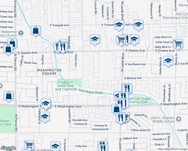 map of restaurants, bars, coffee shops, grocery stores, and more near 1400 Jamielinn Lane in Las Vegas
