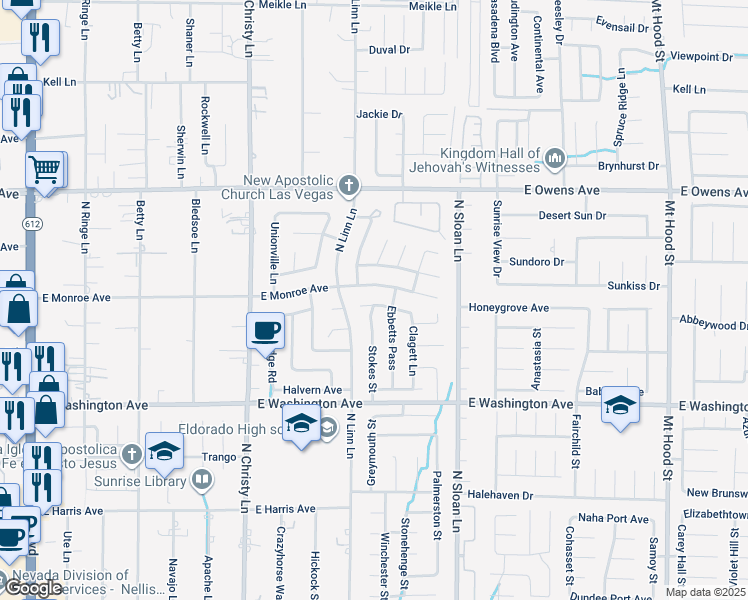 map of restaurants, bars, coffee shops, grocery stores, and more near 5772 Cinnabar Avenue in Las Vegas