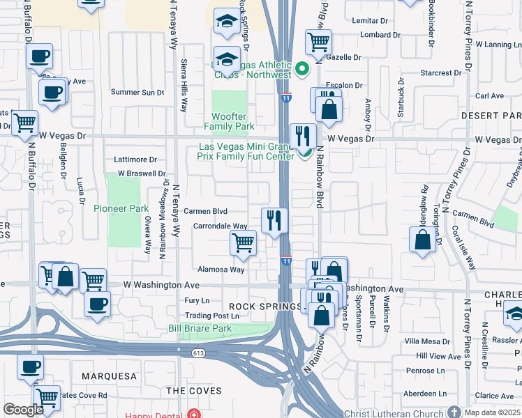 map of restaurants, bars, coffee shops, grocery stores, and more near 1112 Willow Tree Drive in Las Vegas