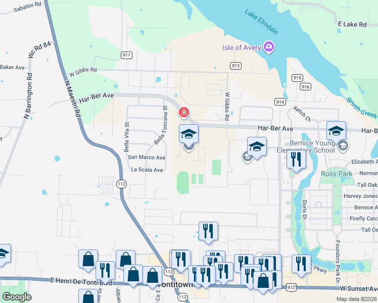 map of restaurants, bars, coffee shops, grocery stores, and more near 7771 Har-Ber Avenue in Springdale