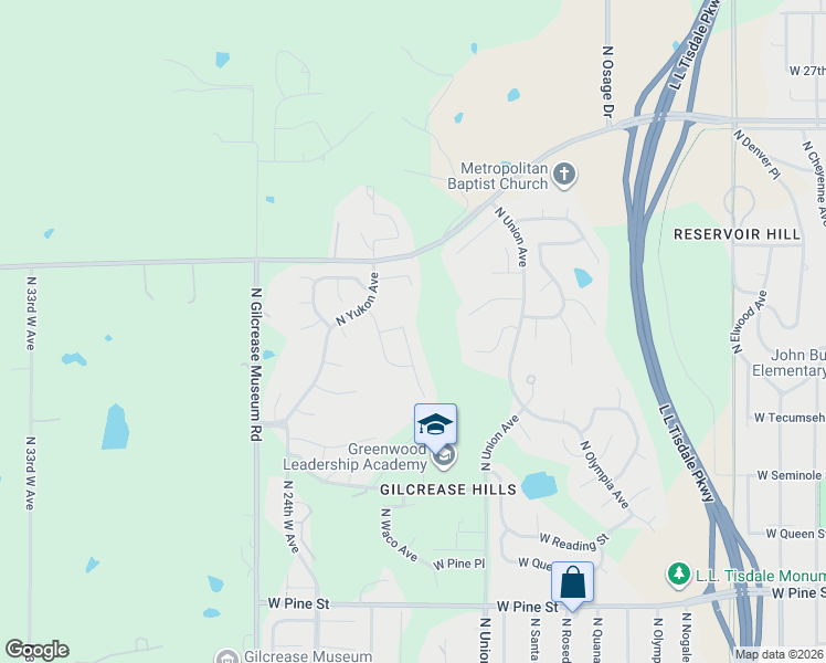 map of restaurants, bars, coffee shops, grocery stores, and more near 2143 North Vancouver Avenue in Tulsa