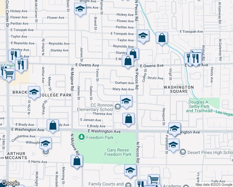 map of restaurants, bars, coffee shops, grocery stores, and more near 3309 Marionette Avenue in Las Vegas