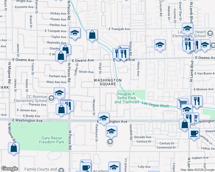 map of restaurants, bars, coffee shops, grocery stores, and more near 1400 Greenbare Drive in Las Vegas