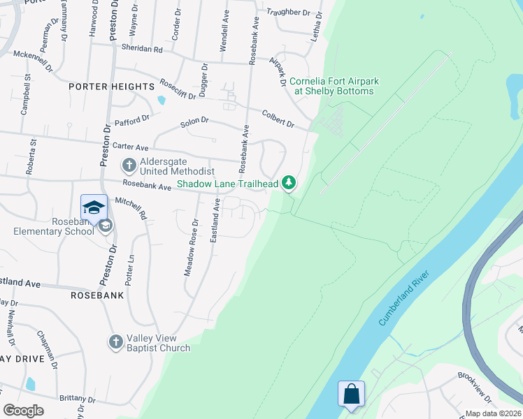 map of restaurants, bars, coffee shops, grocery stores, and more near 2615 Tiffany Drive in Nashville