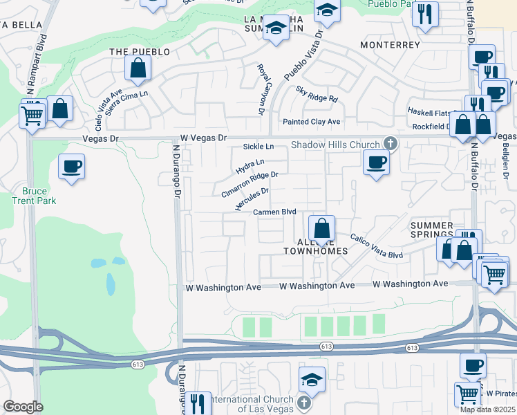 map of restaurants, bars, coffee shops, grocery stores, and more near 1217 Sloop Drive in Las Vegas