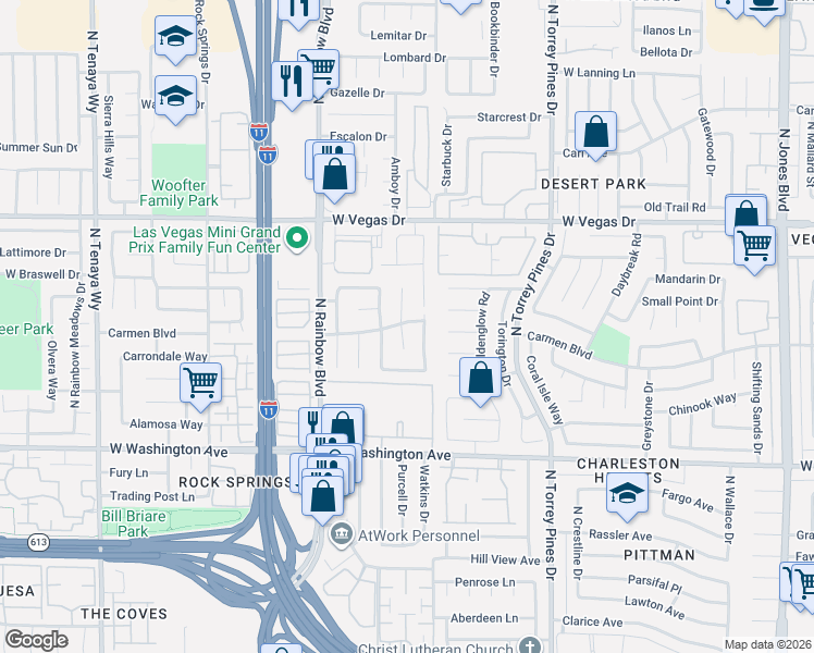 map of restaurants, bars, coffee shops, grocery stores, and more near 1224 Strike Jumper Court in Las Vegas
