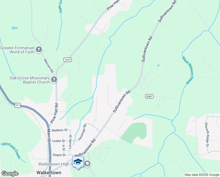 map of restaurants, bars, coffee shops, grocery stores, and more near 3957 Phillips Road in Walkertown