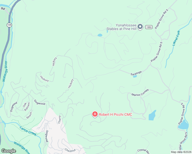 map of restaurants, bars, coffee shops, grocery stores, and more near 671 Saratoga Drive in Boone