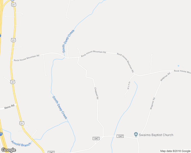 map of restaurants, bars, coffee shops, grocery stores, and more near 2412 Chappell Road in Hamptonville