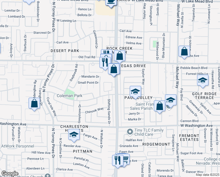 map of restaurants, bars, coffee shops, grocery stores, and more near 1404 Sun Point Drive in Las Vegas