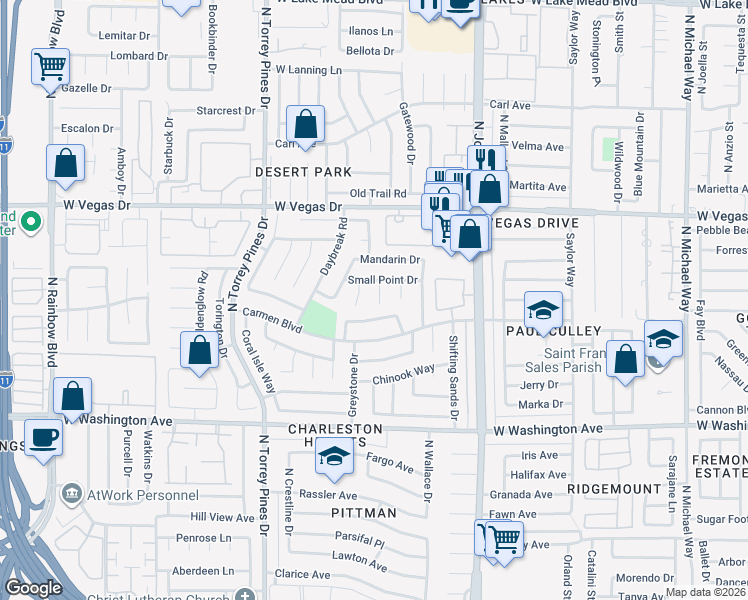 map of restaurants, bars, coffee shops, grocery stores, and more near 1325 Maplegrove Circle in Las Vegas