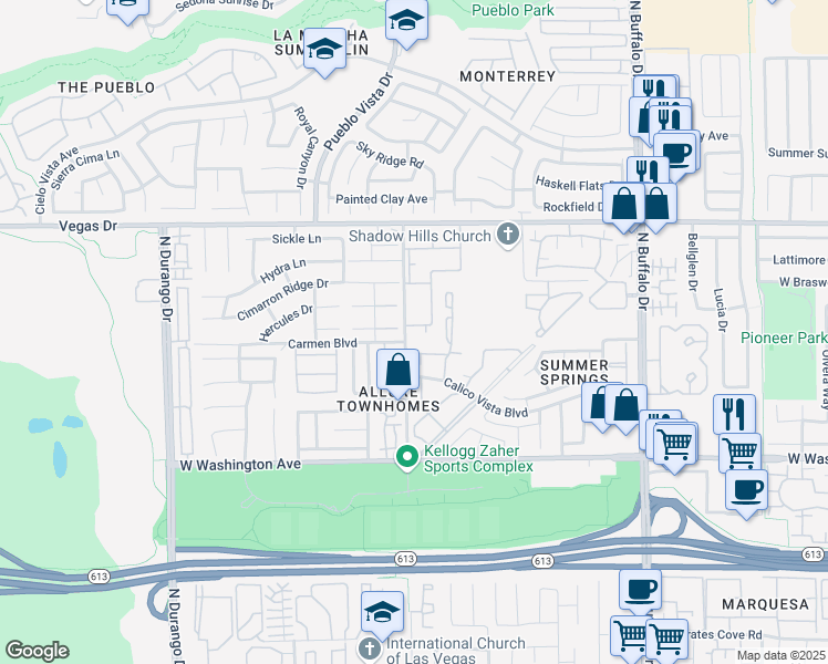 map of restaurants, bars, coffee shops, grocery stores, and more near 7973 Lions Rock Way in Las Vegas